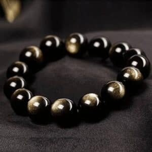 Bracelet Obsidienne Dorée
